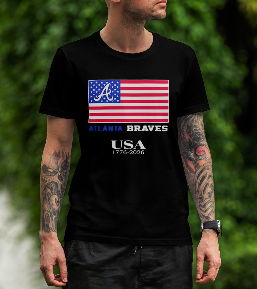 Atlanta Braves USA 1776 2026 American Flag Script A T-Shirt