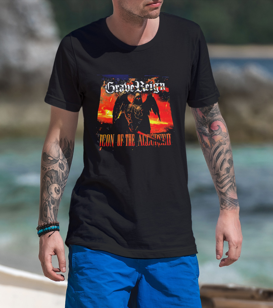 Grave Reign Icon Of The Accursed Winged Figure Sword T-Shirt