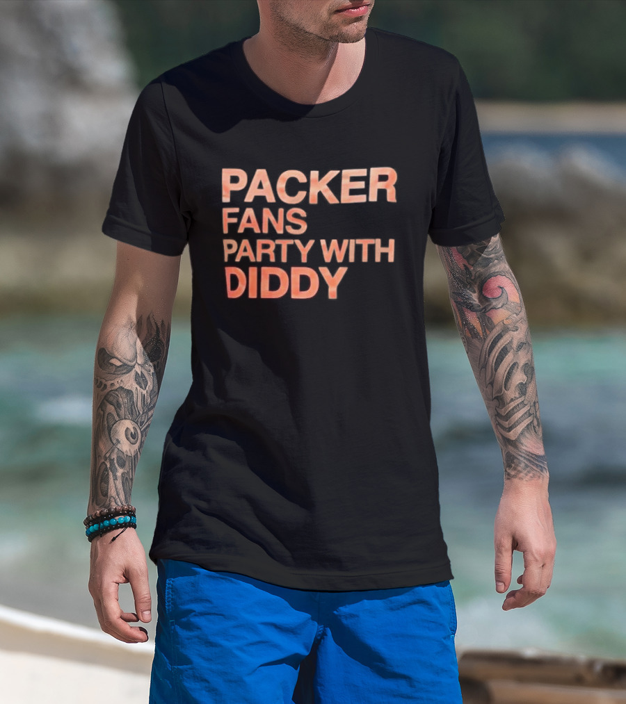 Packer Fans Party With Diddy Orange Clay Lettering T-Shirt