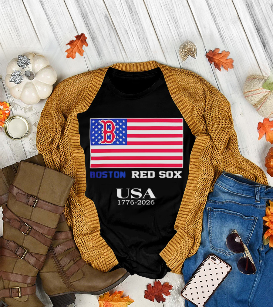 Boston Red Sox USA 1776 2026 American Flag White Stars T-Shirt