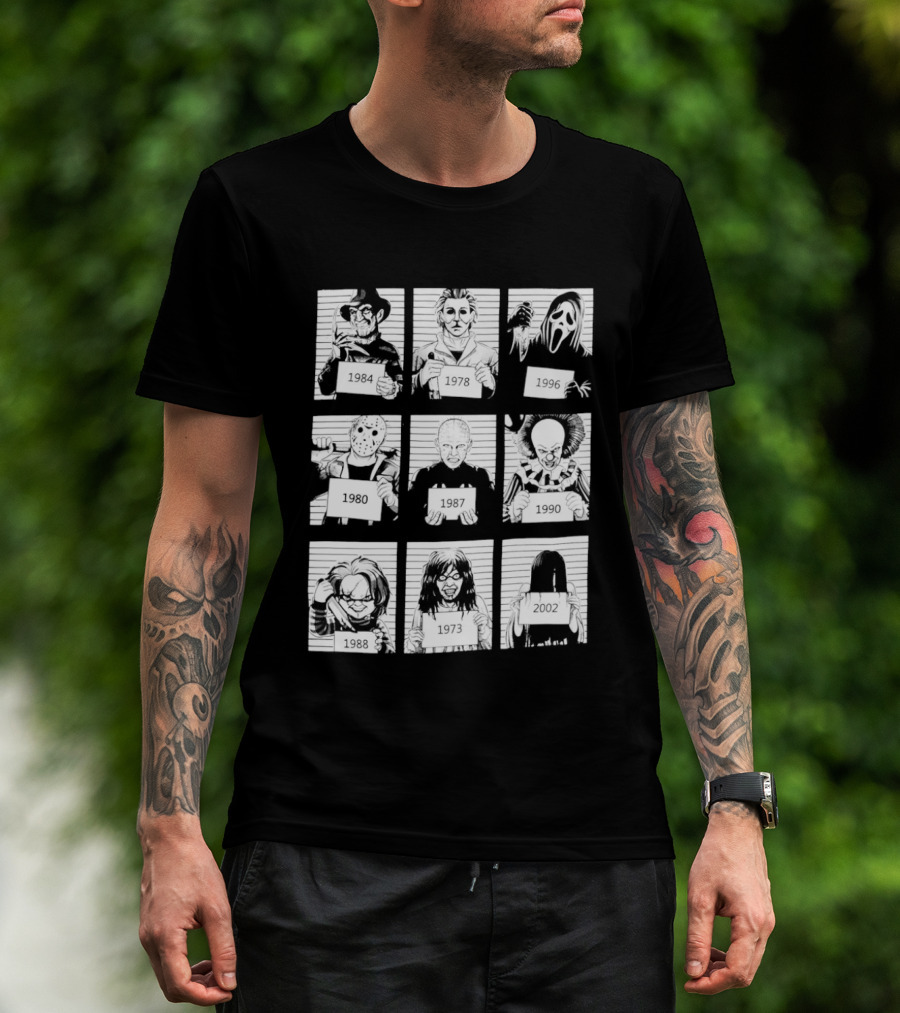 Horror Movie Villain Shot Infamous Characters Collage T-Shirt