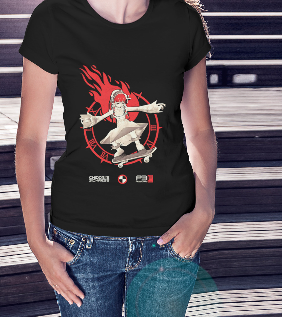 Chidoris Sickness Persona3 Fes P3F Flame Skater T-Shirt