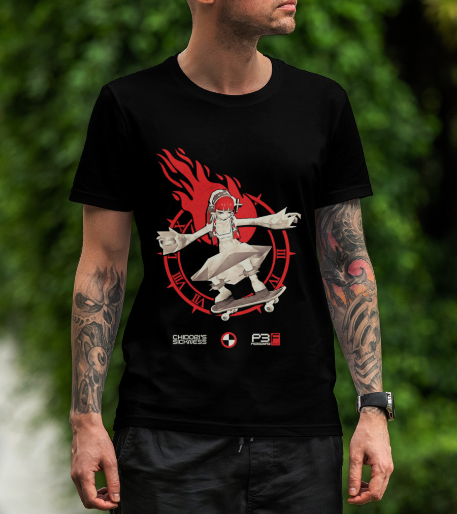 Chidoris Sickness Persona3 Fes P3F Flame Skater T-Shirt