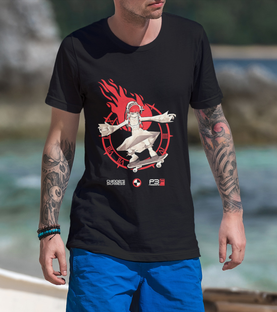 Chidoris Sickness Persona3 Fes P3F Flame Skater T-Shirt
