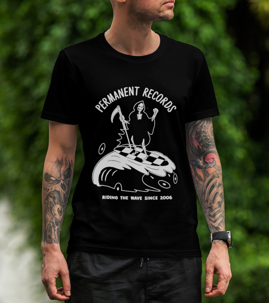 Permanent Records Grim Reaper Riding The Wave Since 2006 T-Shirt