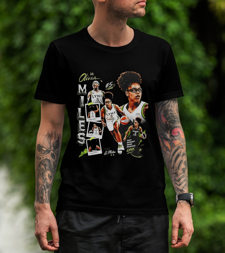 Olivia Miles No 5 Minnesota Lynx Fearless Driven Determined T-Shirt