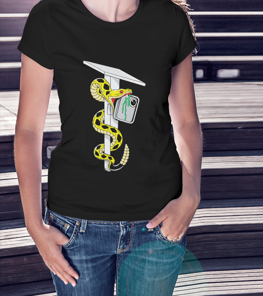 Don't Tread Flock Yellow Snake Wrapped Around Graduation Cap With ID T-Shirt