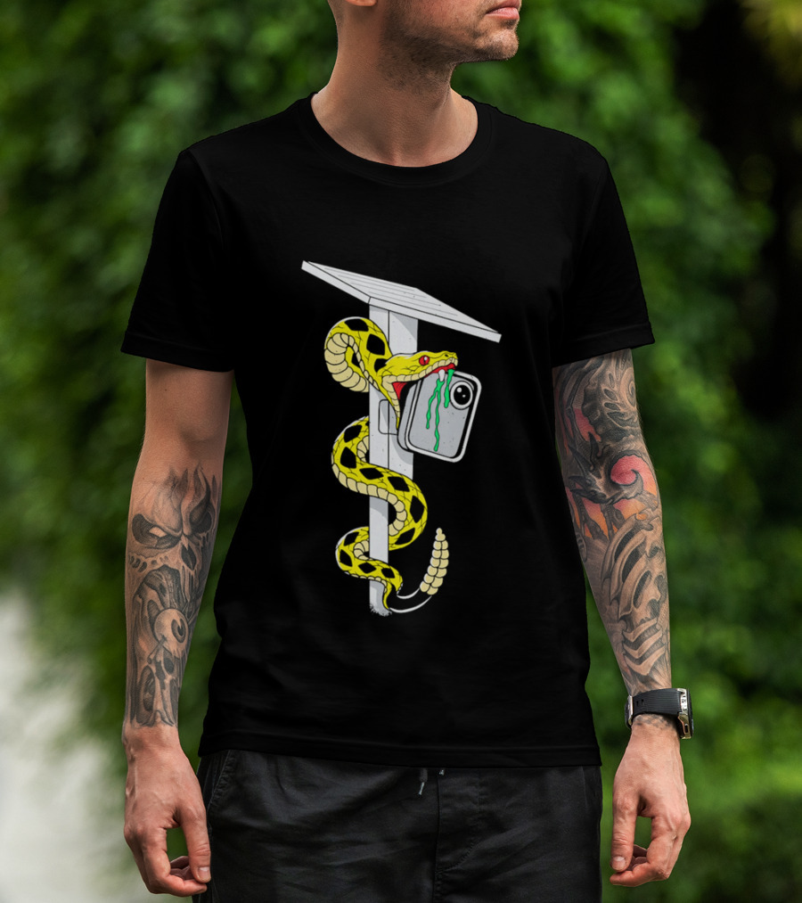 Don't Tread Flock Yellow Snake Wrapped Around Graduation Cap With ID T-Shirt