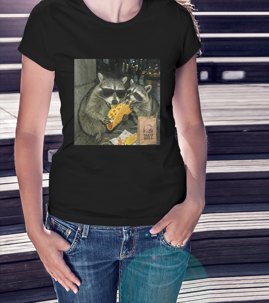 Taco Bell Raccoons Enjoying A Tasty Street Taco Night T-Shirt