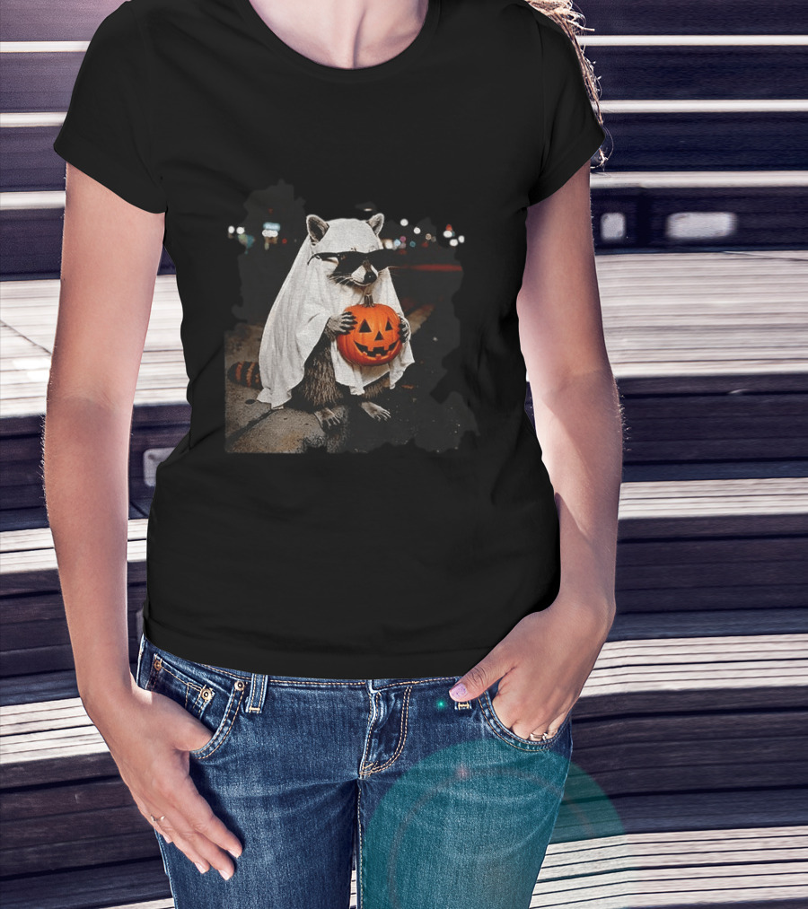 Raccoon Ghost Trick Or Treat Spooky Season Halloween T-Shirt