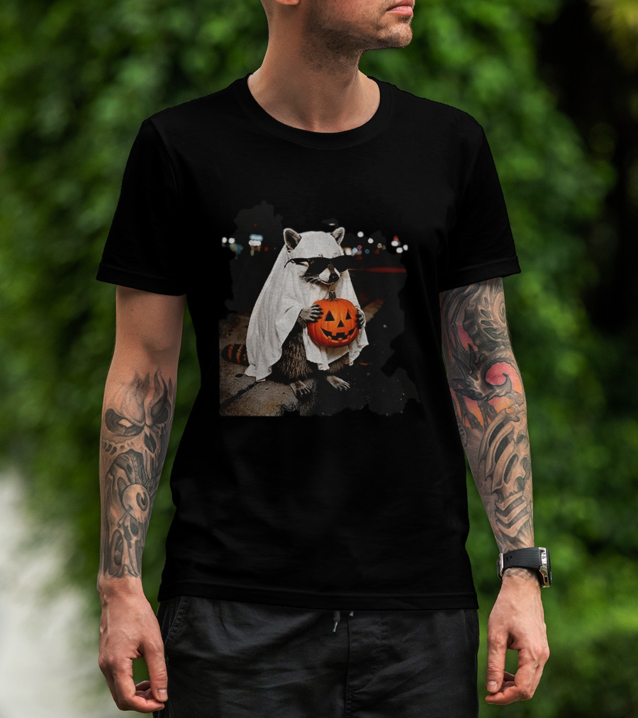 Raccoon Ghost Trick Or Treat Spooky Season Halloween T-Shirt