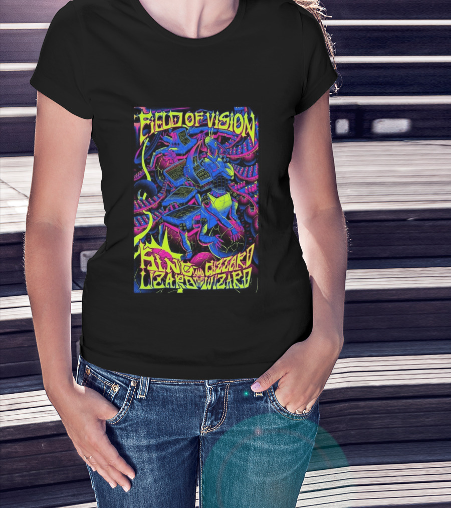 King Gizzard And The Lizard Wizard 2026 Field Of Vision Neon Psychedelic Robot T-Shirt