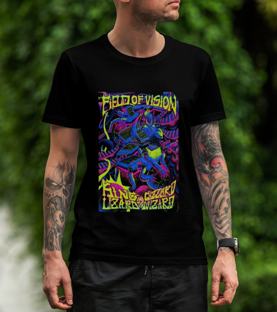 King Gizzard And The Lizard Wizard 2026 Field Of Vision Neon Psychedelic Robot T-Shirt