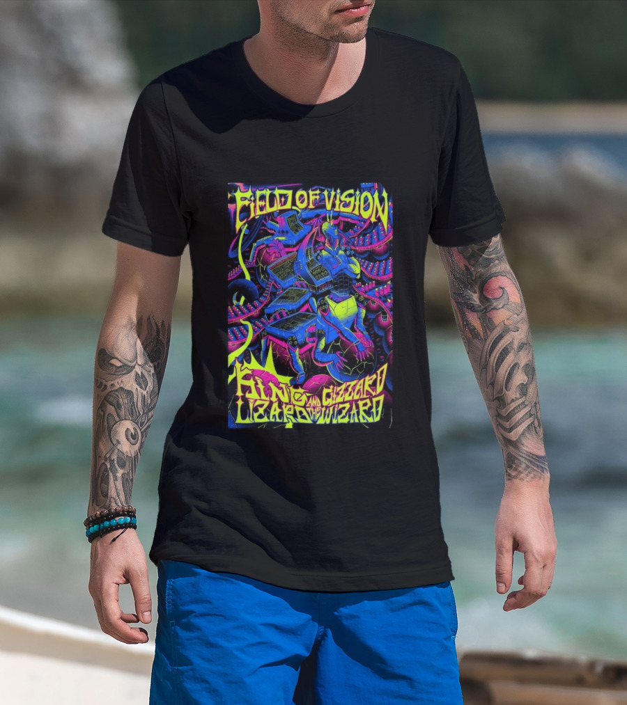 King Gizzard And The Lizard Wizard 2026 Field Of Vision Neon Psychedelic Robot T-Shirt