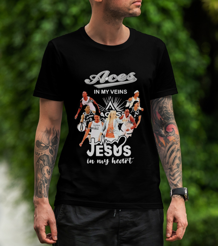 Las Vegas Aces In My Veins Jesus In My Heart WNBA 2026 T-Shirt