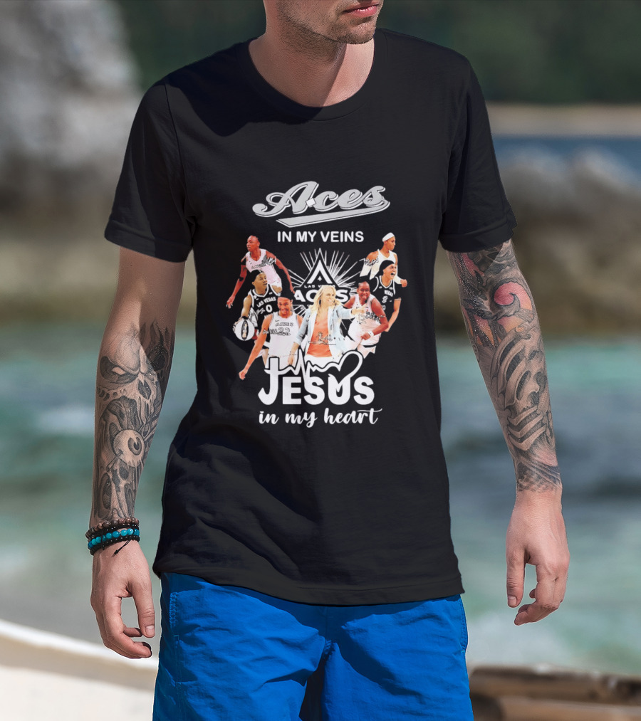 Las Vegas Aces In My Veins Jesus In My Heart WNBA 2026 T-Shirt