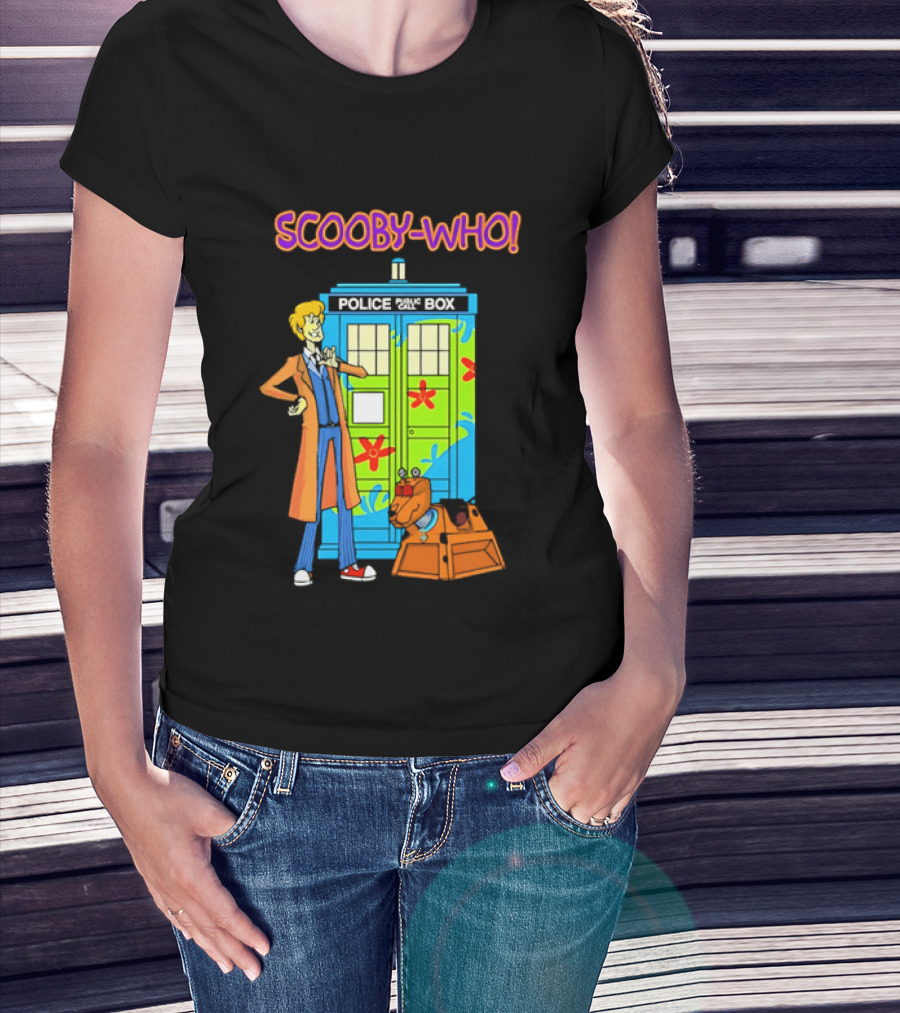 Scooby Who Shaggy Tenth Doctor Mystery Machine Painted Tardis K9 Robot T-Shirt