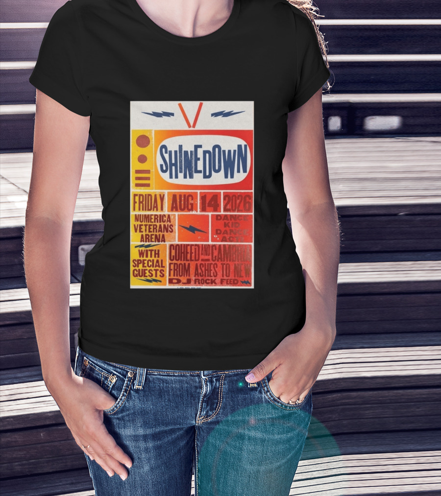 Shinedown Aug 14 2026 Numerica Veterans Arena With Coheed And Cambria And From Ashes To New T-Shirt
