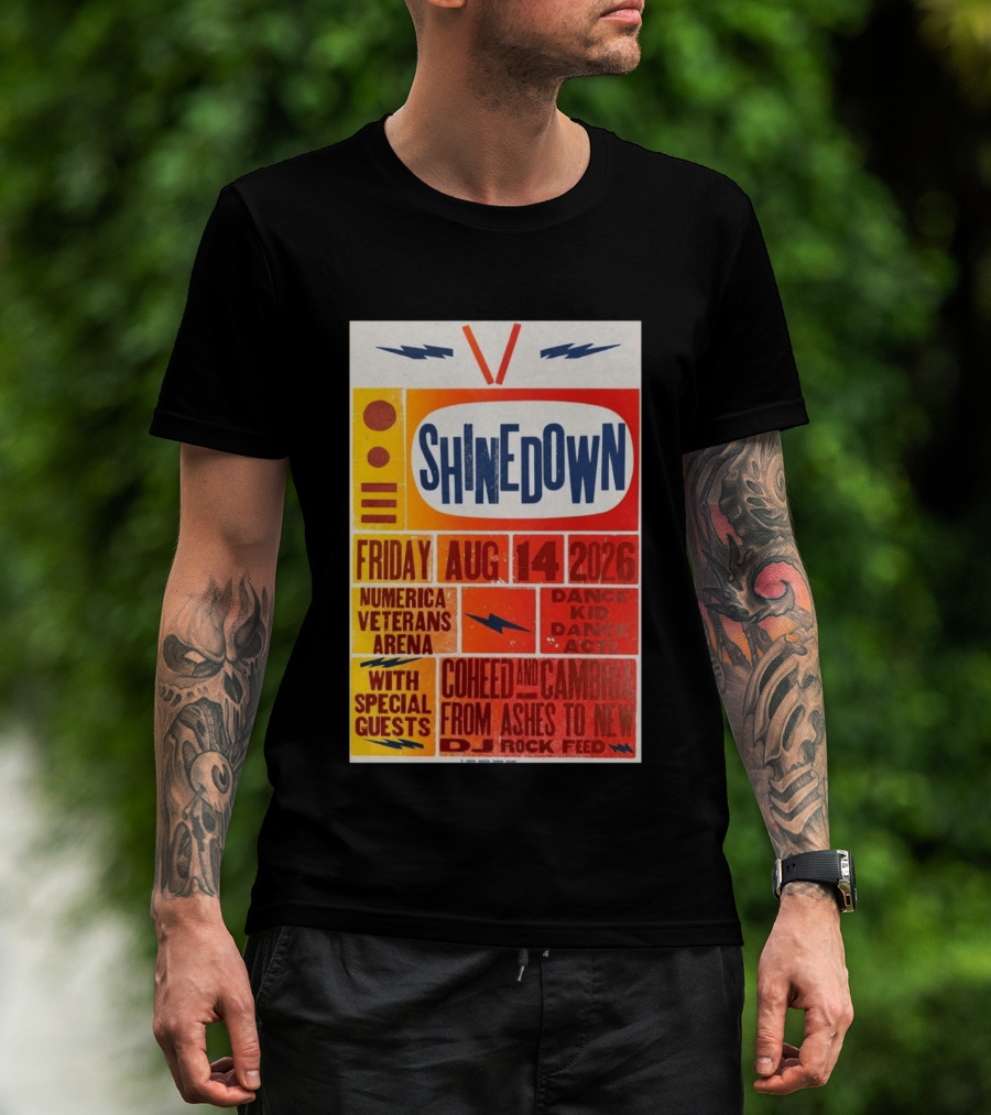 Shinedown Aug 14 2026 Numerica Veterans Arena With Coheed And Cambria And From Ashes To New T-Shirt