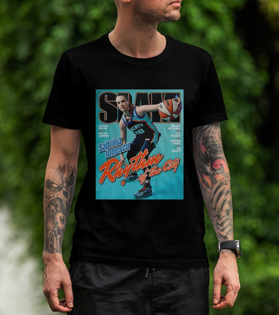 Slam Cover 264 Sabrina Ionescu Rhythm Of The City Liberty Basketball T-Shirt