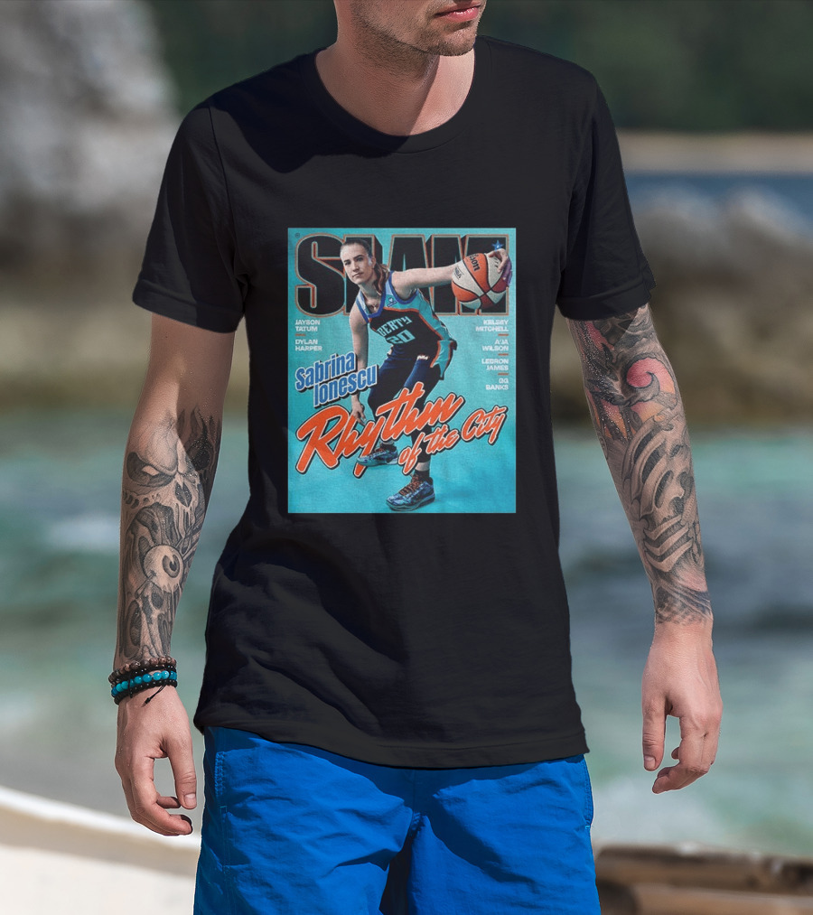 Slam Cover 264 Sabrina Ionescu Rhythm Of The City Liberty Basketball T-Shirt