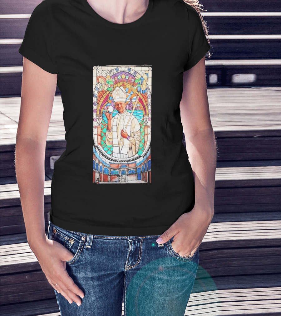 White Sox Pope Hat Stained Glass Painting T-Shirt