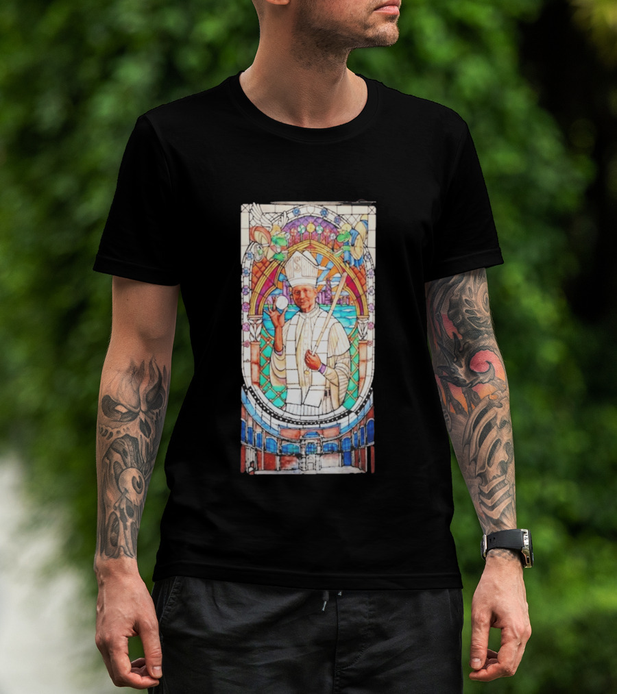 White Sox Pope Hat Stained Glass Painting T-Shirt