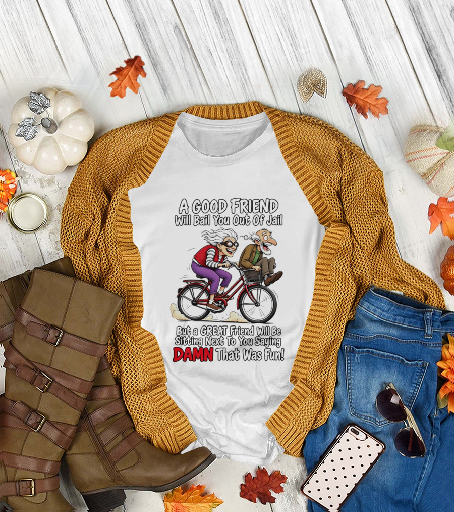 A Good Friend Will Bail You Out Of Jail Great Friend Sitting Next To You Saying Damn That Was Fun T-Shirt