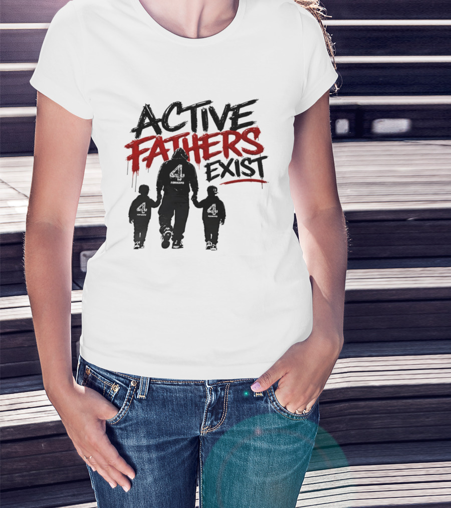 Active Fathers Exist Man Two Boys Walking Holding Hands T-Shirt
