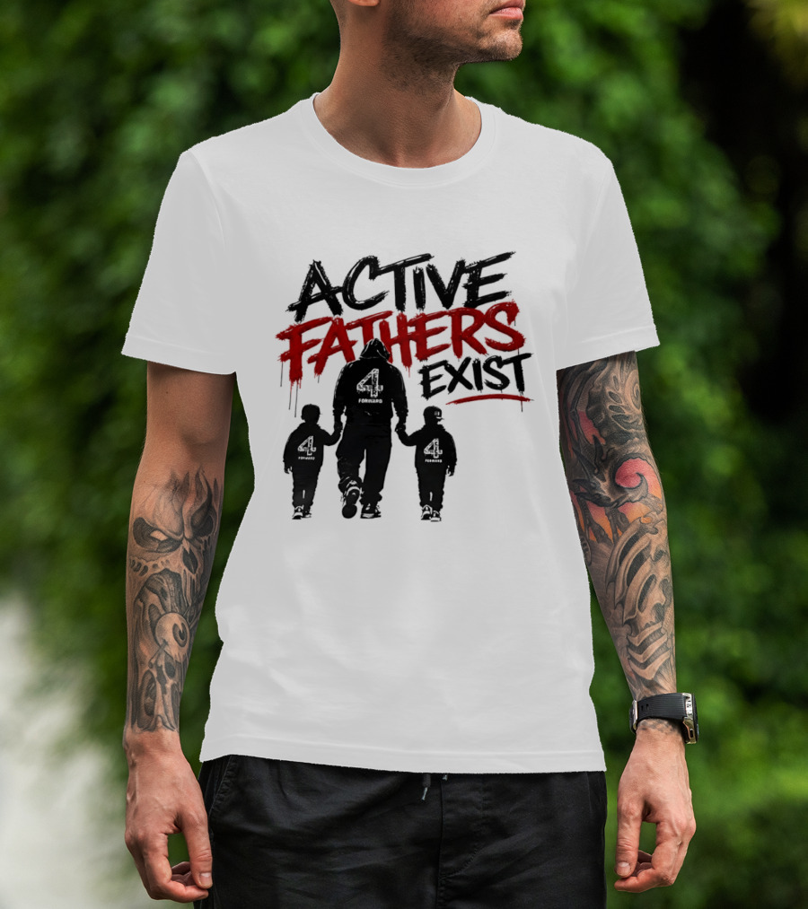 Active Fathers Exist Man Two Boys Walking Holding Hands T-Shirt