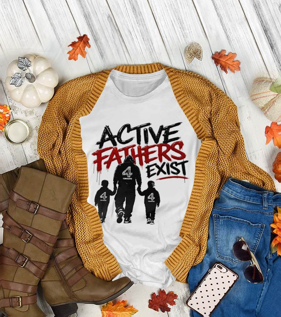 Active Fathers Exist Man Two Boys Walking Holding Hands T-Shirt