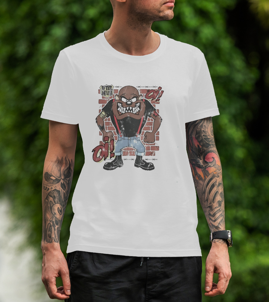 After Death Oi Distressed Skinhead Taz Suspenders Brick Wall T-Shirt