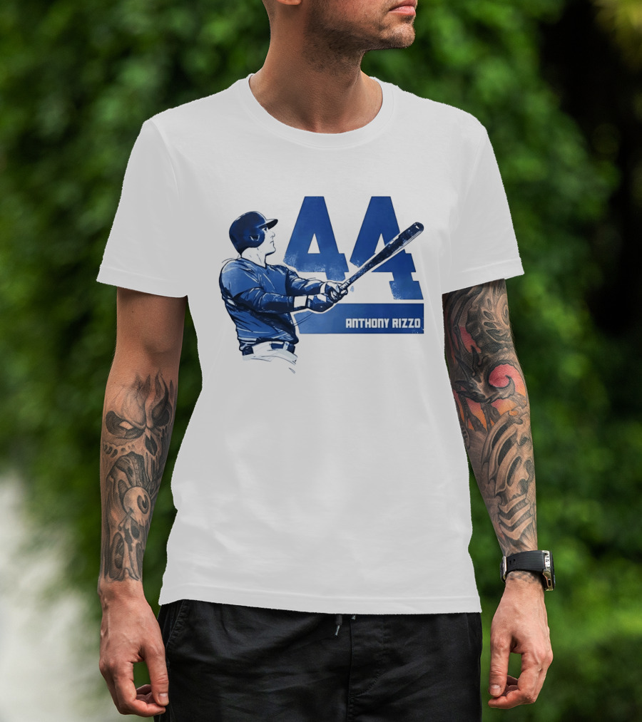 Anthony Rizzo 44 Swinging Blue Baseball Batter T-Shirt