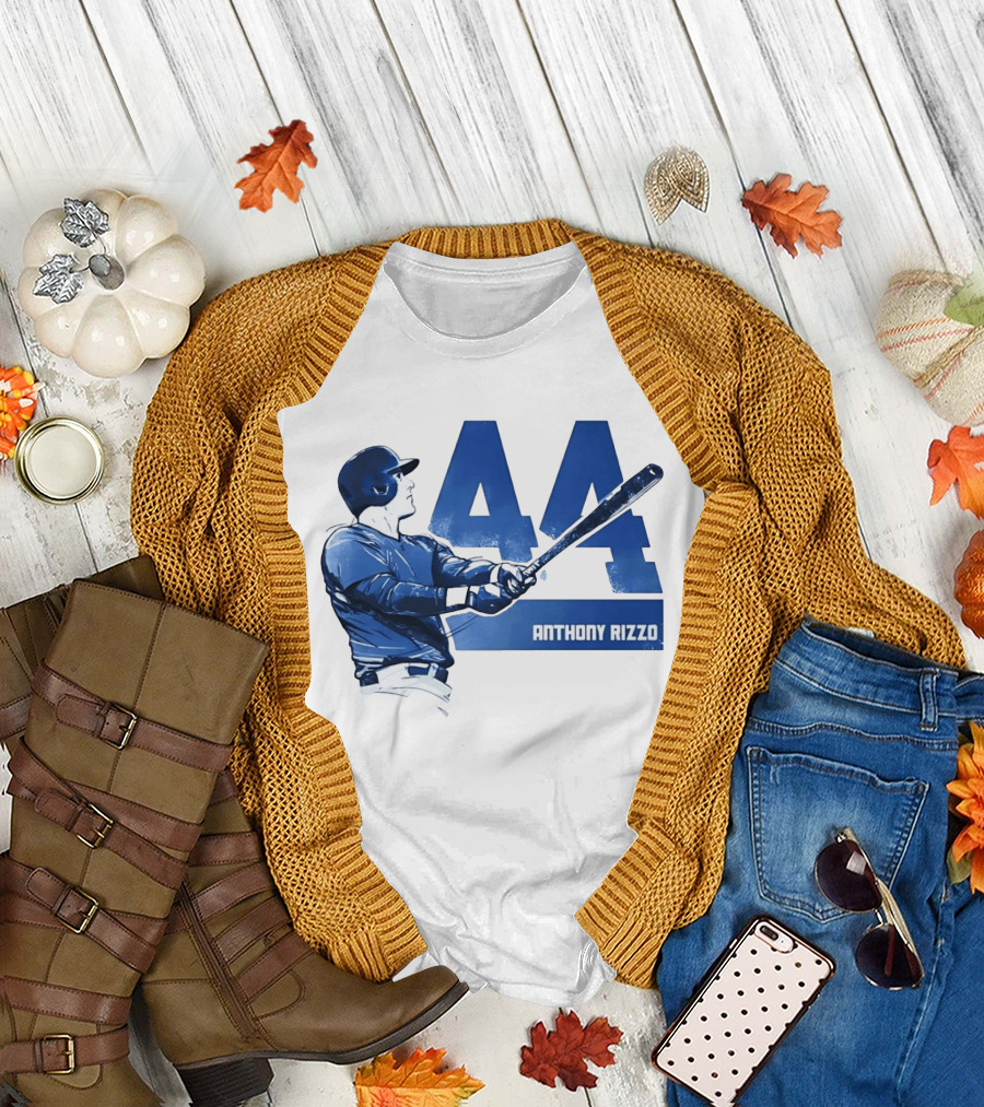 Anthony Rizzo 44 Swinging Blue Baseball Batter T-Shirt