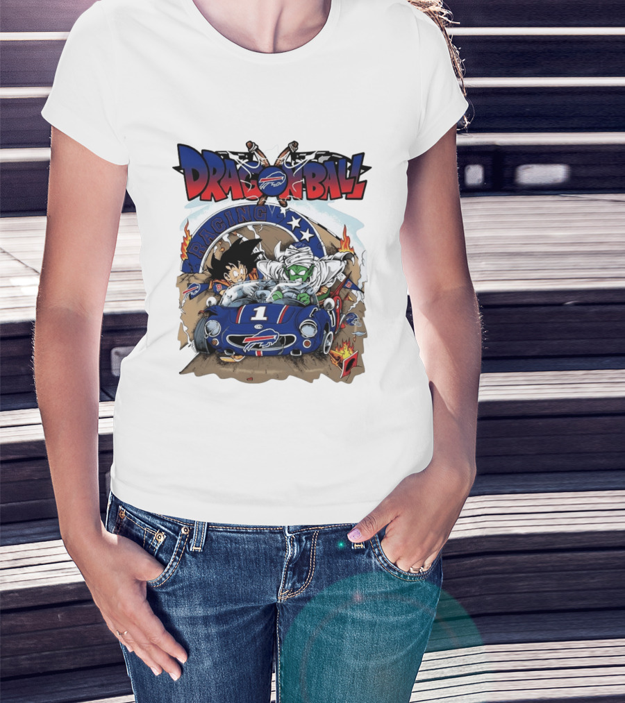 Buffalo Bills Dragon Ball Racing Goku Piccolo Driving Blue Car T-Shirt