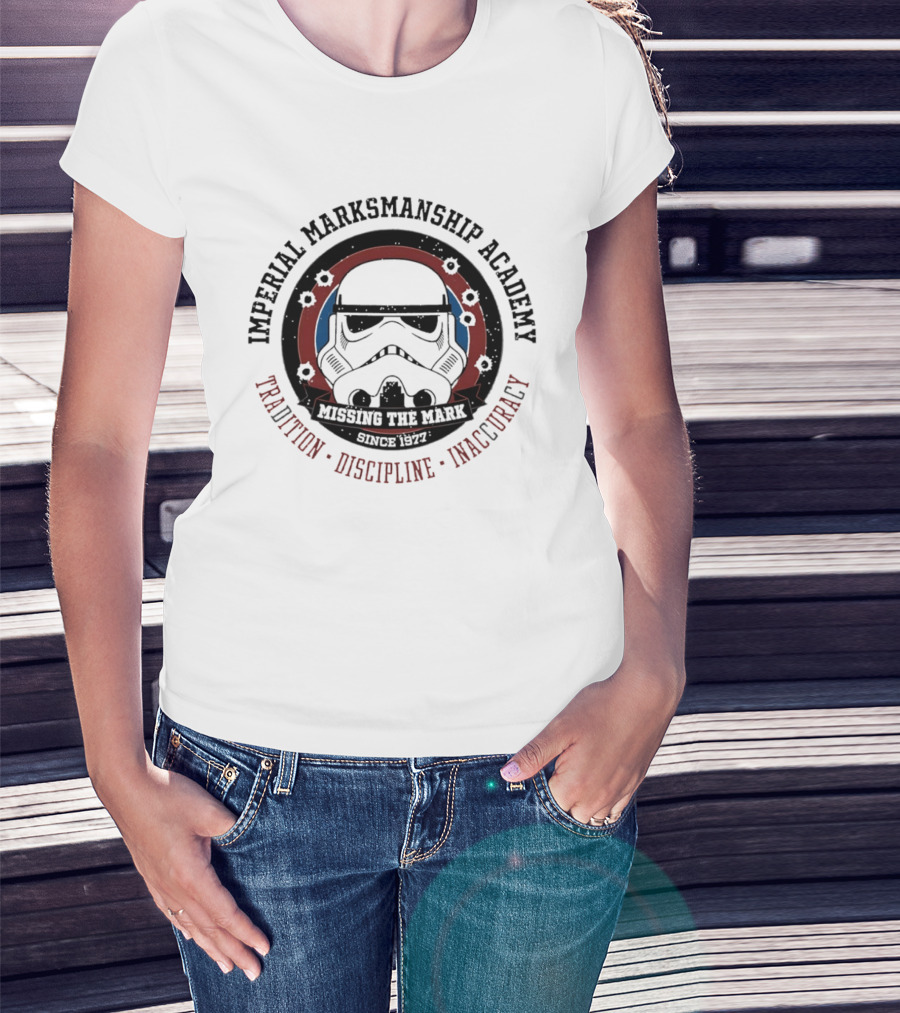 Imperial Marksmanship Academy Missing The Mark Since 1977 Tradition Discipline Inaccuracy Trooper Mask T-Shirt