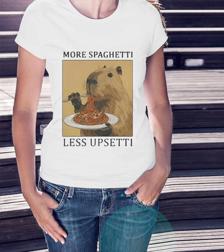 Capybara Eating Spaghetti More Spaghetti Less Upsetti T-Shirt