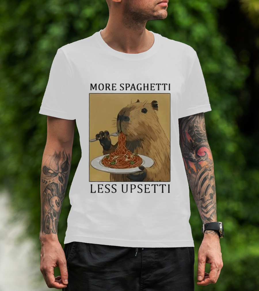Capybara Eating Spaghetti More Spaghetti Less Upsetti T-Shirt