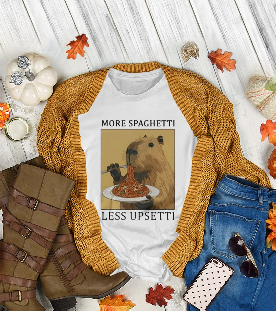 Capybara Eating Spaghetti More Spaghetti Less Upsetti T-Shirt