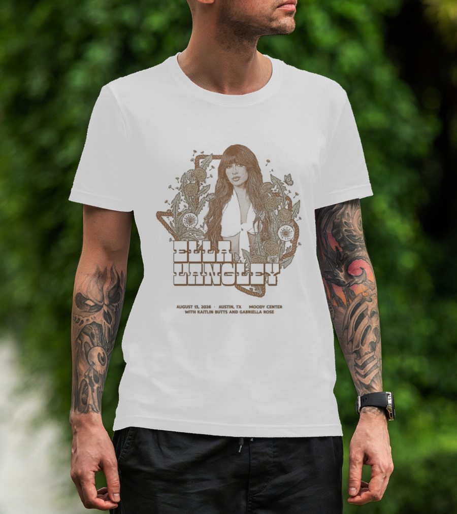 Ella Langley Moody Center 2026 Tour Austin Texas August 13th Vintage Floral Texas Map T-Shirt