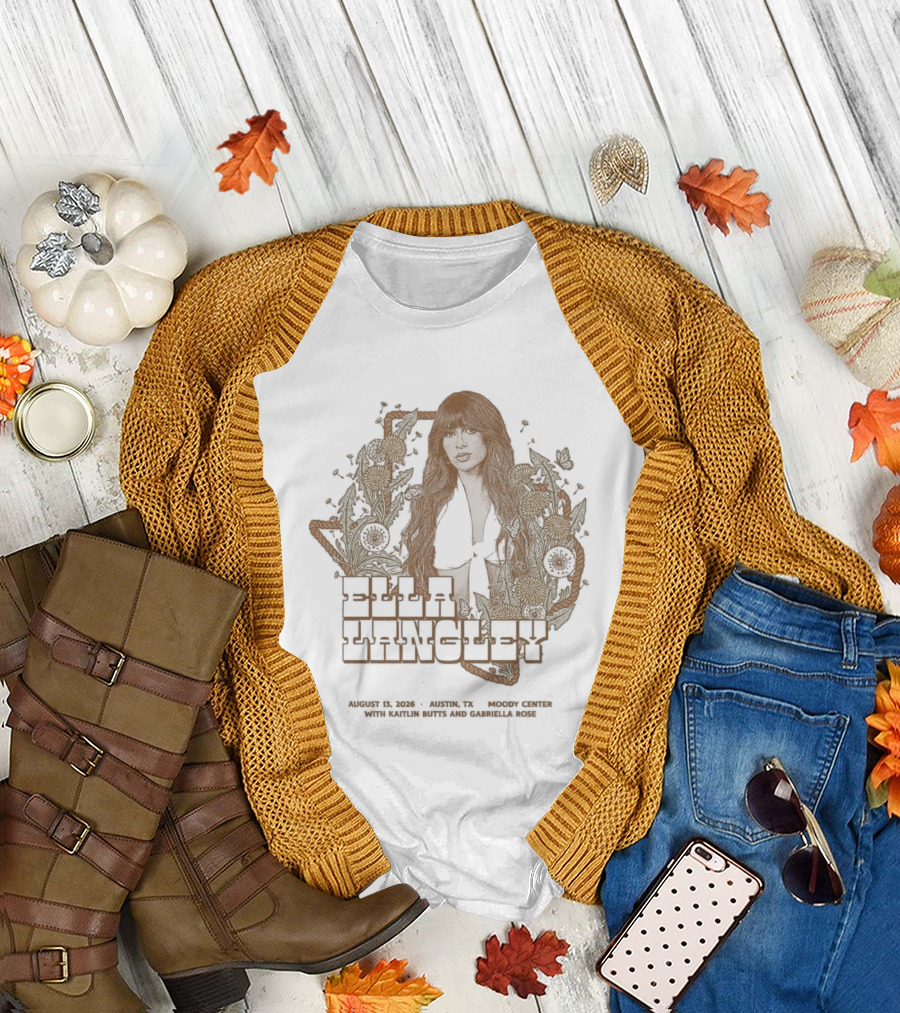 Ella Langley Moody Center 2026 Tour Austin Texas August 13th Vintage Floral Texas Map T-Shirt
