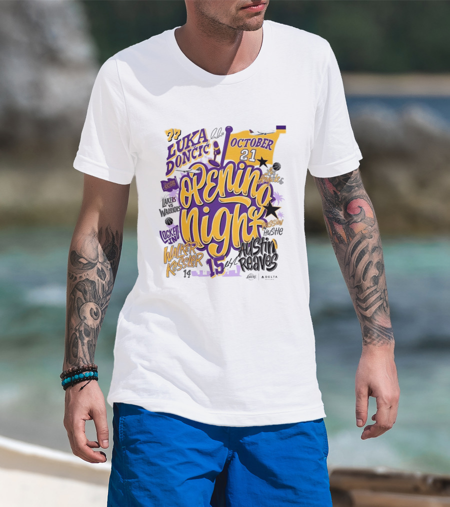 Los Angeles Lakers Luka Doncic Opening Night October 21 Walker Kessler Austin Reaves T-Shirt