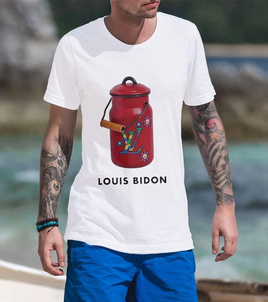 Louis Bidon Milk Jug Red Enamel Rainbow Monogram Flowers T-Shirt