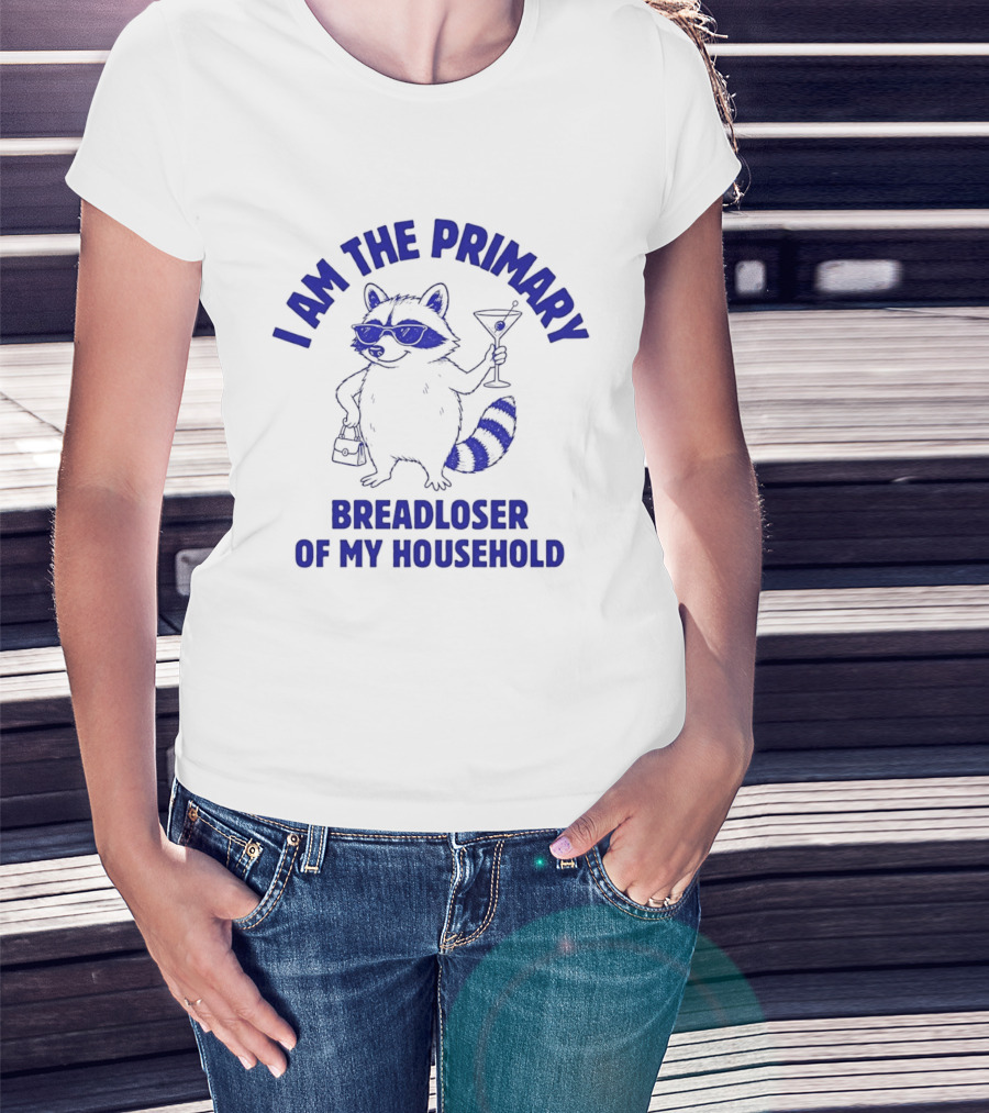 I Am The Primary Breadloser Of My Household Raccoon Sunglasses Martini Handbag T-Shirt