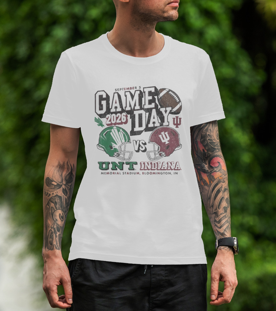North Texas Mean Green University Of North Texas Vs Indiana Hoosiers Game Day September 5 2026 Memorial Stadium Bloomington T-Shirt