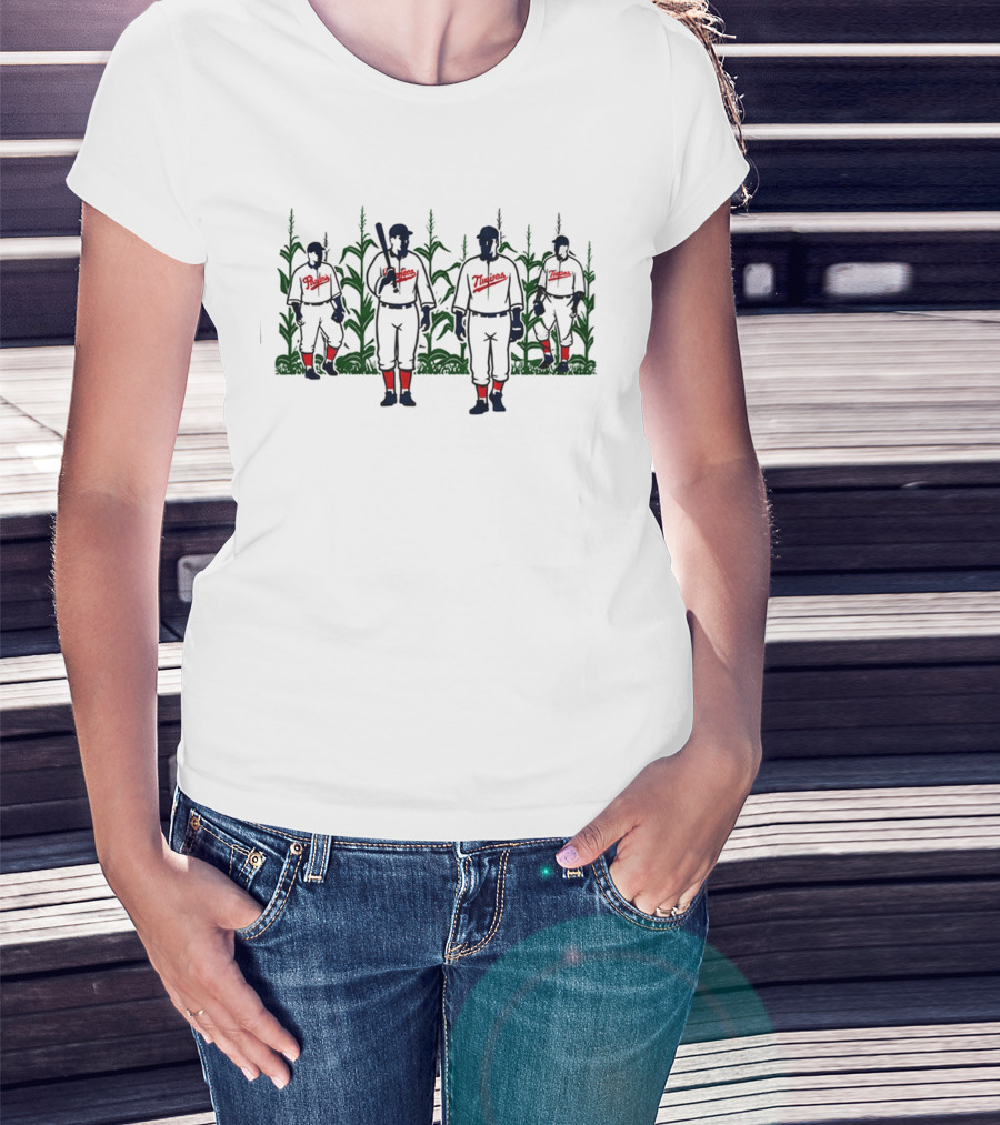 Phillies Vs Twins 2026 Field Of Dreams Game Vintage Baseball Cornfield Scene T-Shirt