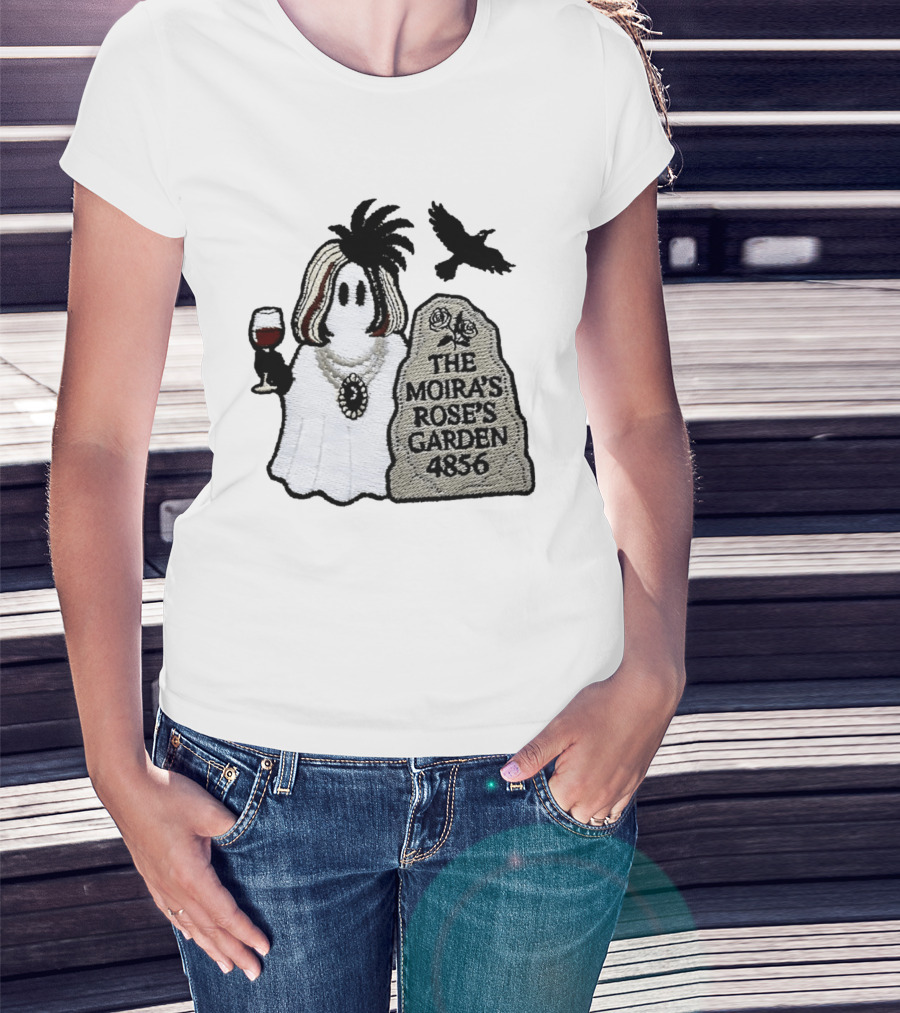 The Moira's Rose's Garden Ghost Wine Glass Tombstone Crow 4836 Wig T-Shirt