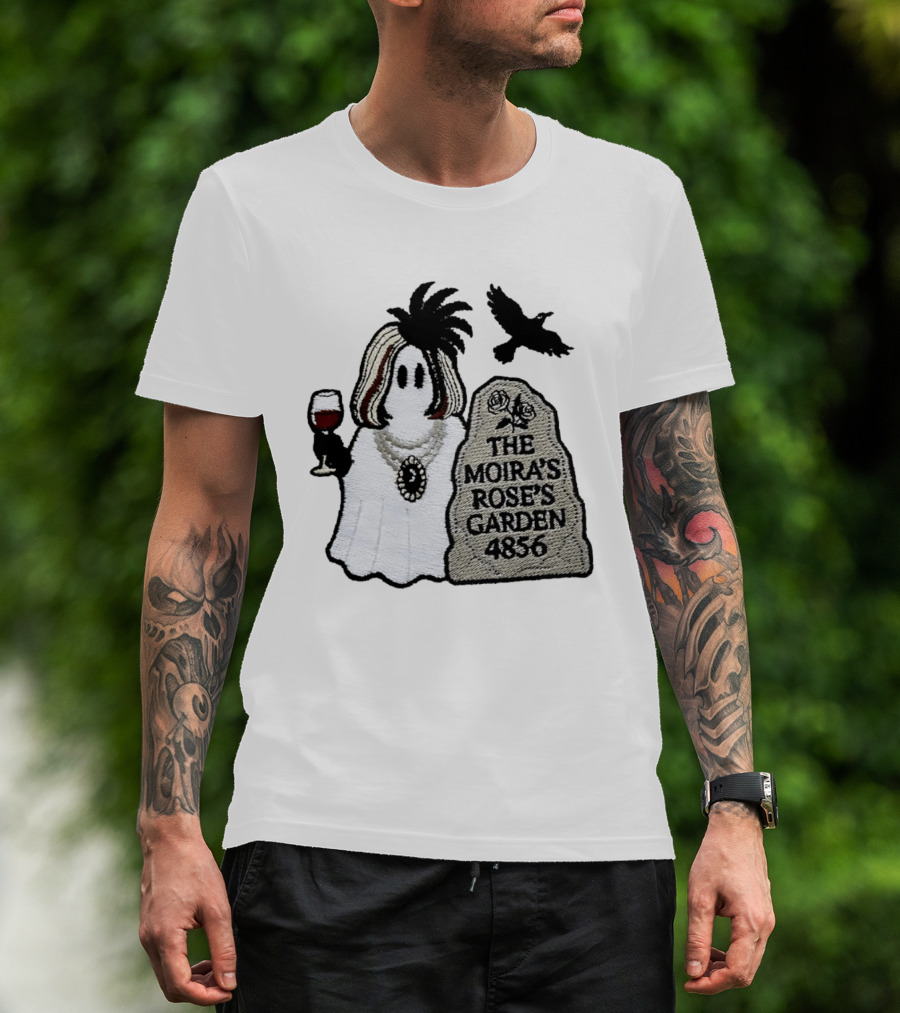 The Moira's Rose's Garden Ghost Wine Glass Tombstone Crow 4836 Wig T-Shirt