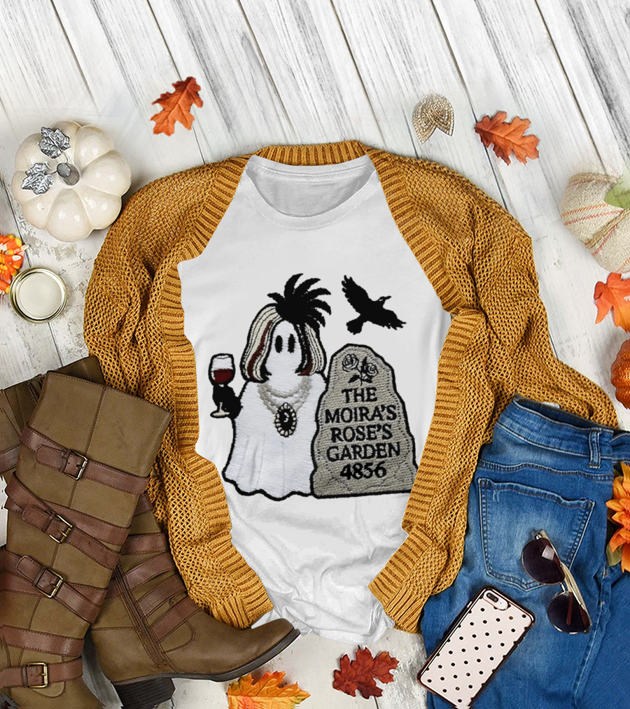 The Moira's Rose's Garden Ghost Wine Glass Tombstone Crow 4836 Wig T-Shirt