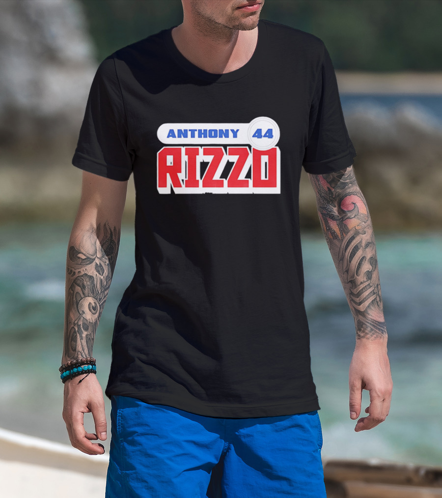 Anthony Rizzo 44 Red Blue Block Jersey Number T-Shirt